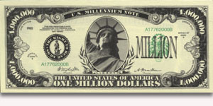 Wholesale Lot of 25 Traditional Million Dollar Bills 